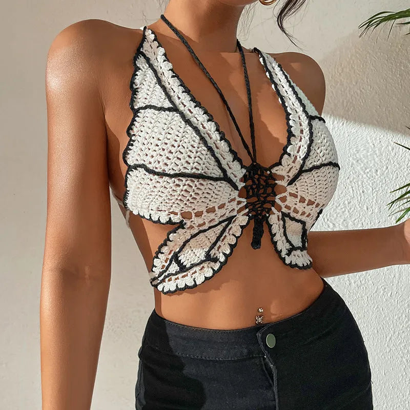 Women's black and white classic bikini swimsuit with separate top in free size