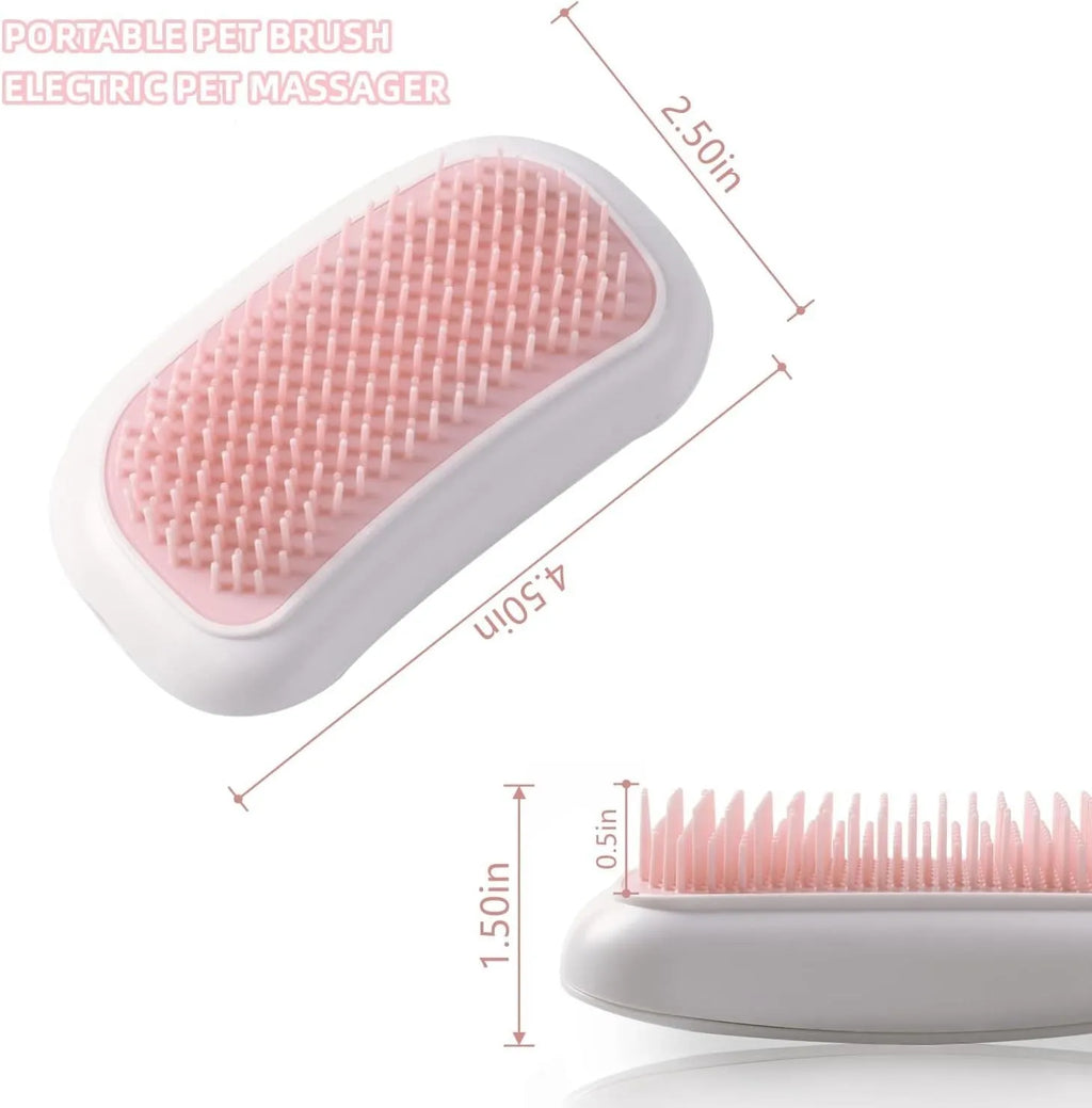 Pink electric vibration pet brush with TPE comb teeth for cat and dog grooming