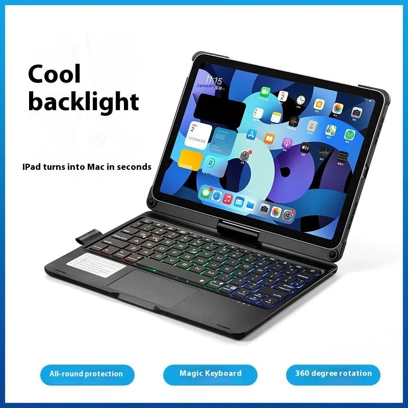Miaocontrol 360-degree rotating Bluetooth keyboard for iPad Air and iPad Pro tablets in rose gold colour