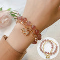 Retro colour hair crystal bracelet for women with strawberry quartz accents and ethnic design details