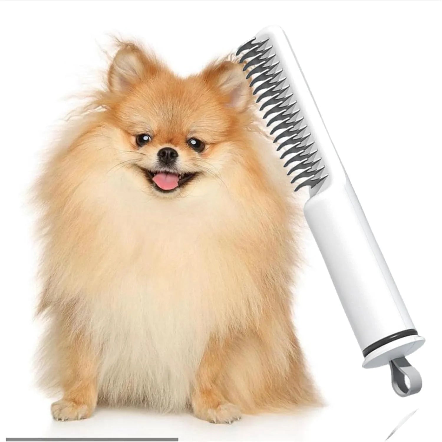 Stainless steel pet grooming comb with 9 teeth and comfortable handle for removing mats