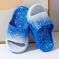 Children's gradient blue PVC slipper sandals with non-slip sole on a light background.