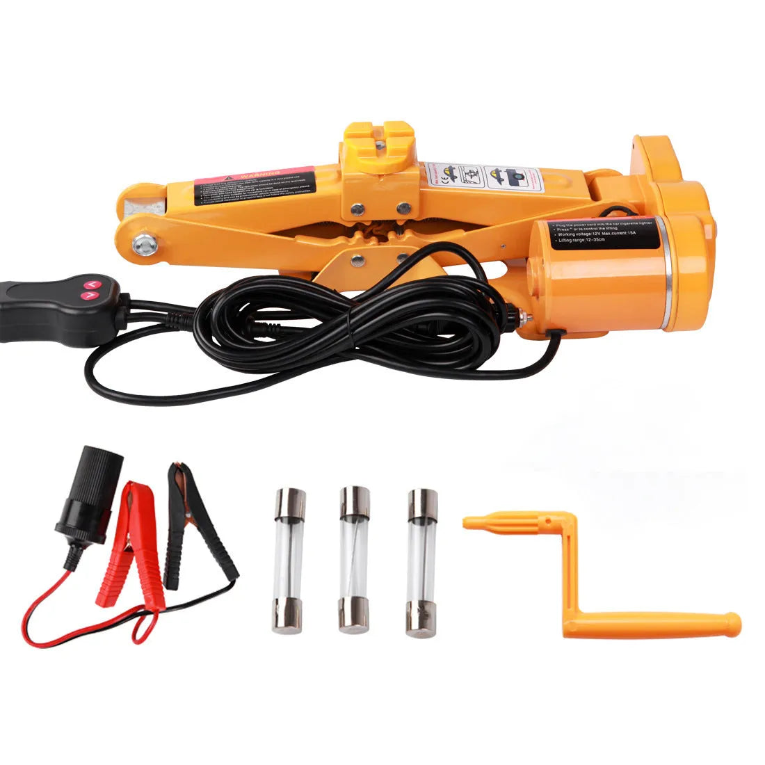 Vehicle-mounted electric hydraulic jack kit with 2 tonne capacity and hydraulic lifting system