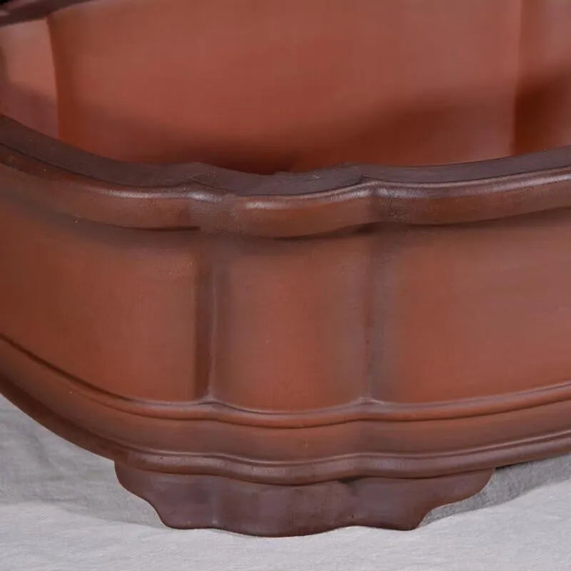 Large rectangular antique finish purple clay flowerpot for bonsai and large plants.