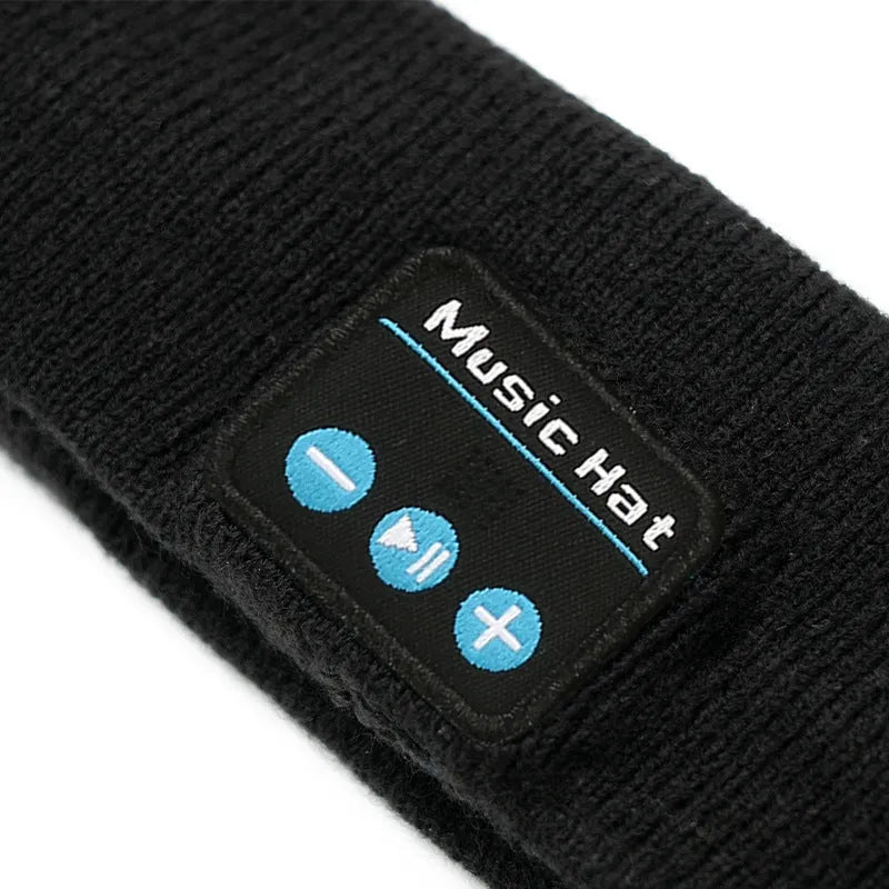 Bluetooth 5.4 sports headband in black with removable washable band and storage bag