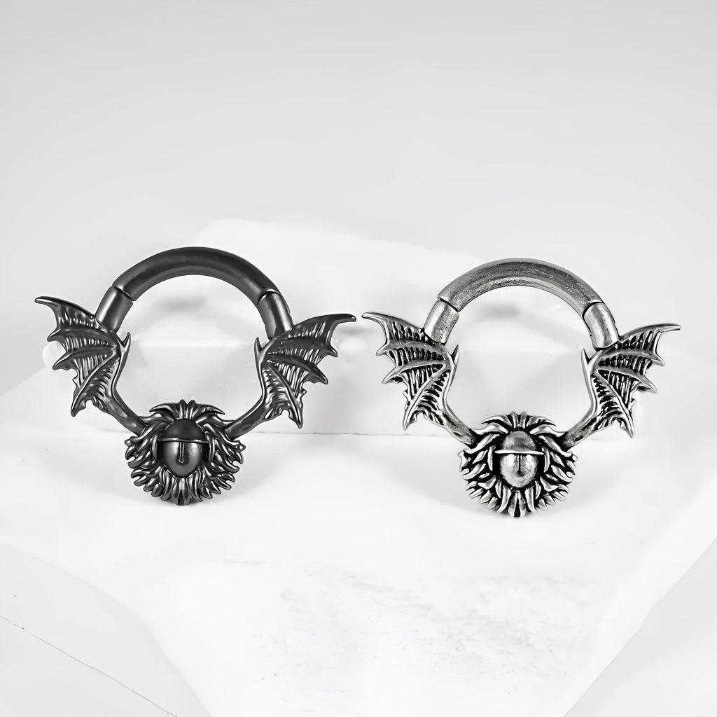 Copper geometric cone-shaped ear extender with magnetic clip-on fastening.