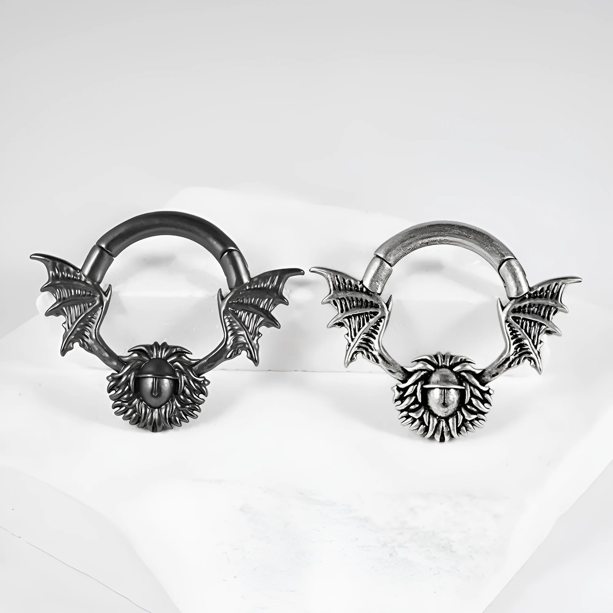 Copper geometric cone-shaped ear extender with magnetic clip-on fastening.
