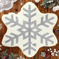 Christmas carpet round pad with printed festive design in cashmere-like polyester fibre
