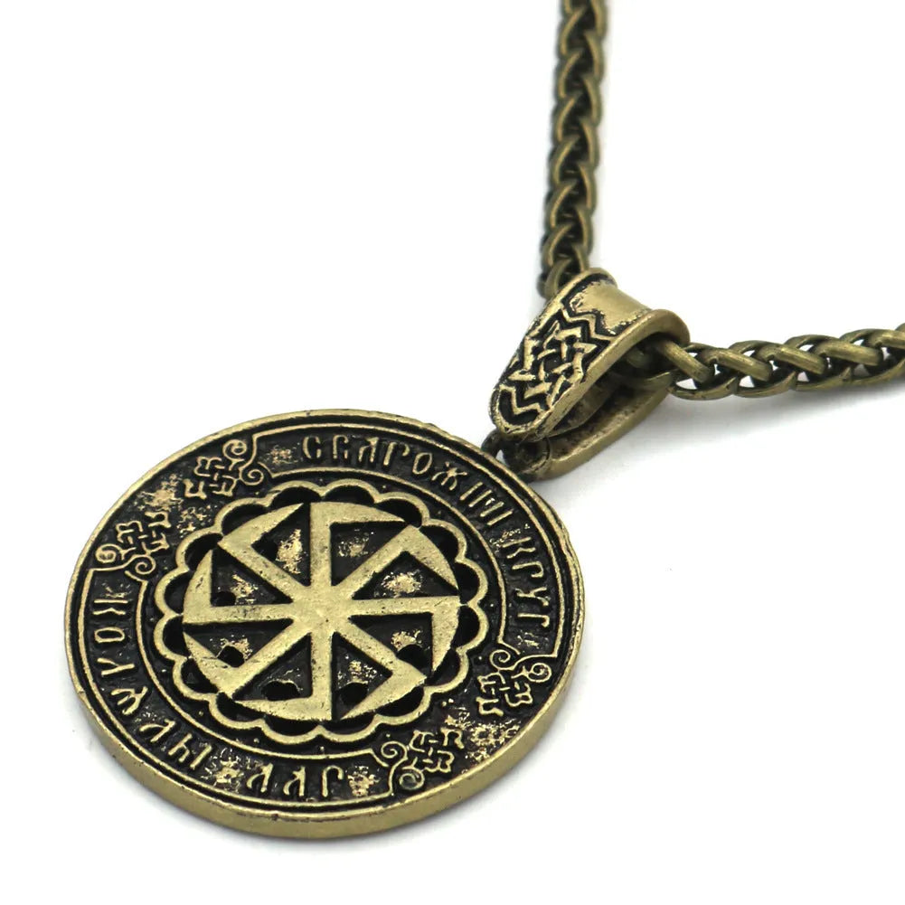 Lunavin ODing logo pendant necklace with adjustable chain in antique silver finish