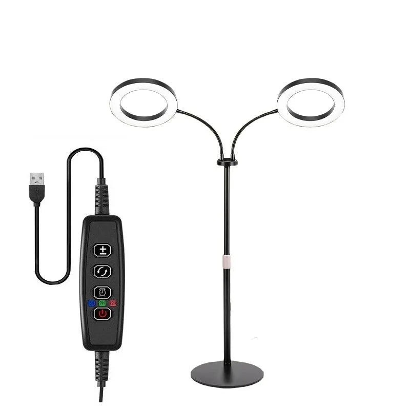 6-inch diameter angel ring LED plant grow light on a tall retractable floor stand