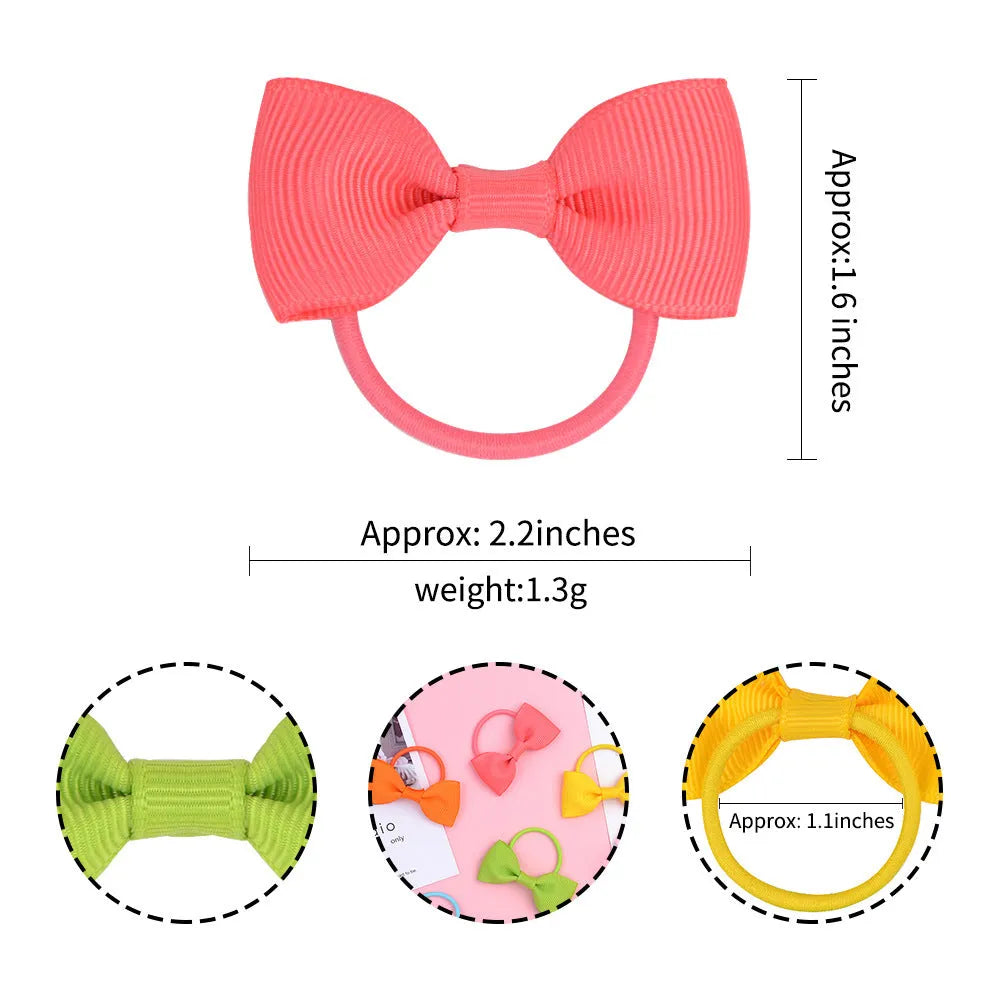 80 tiny baby hair ties with grosgrain ribbon bows in multiple colours for infants and toddlers