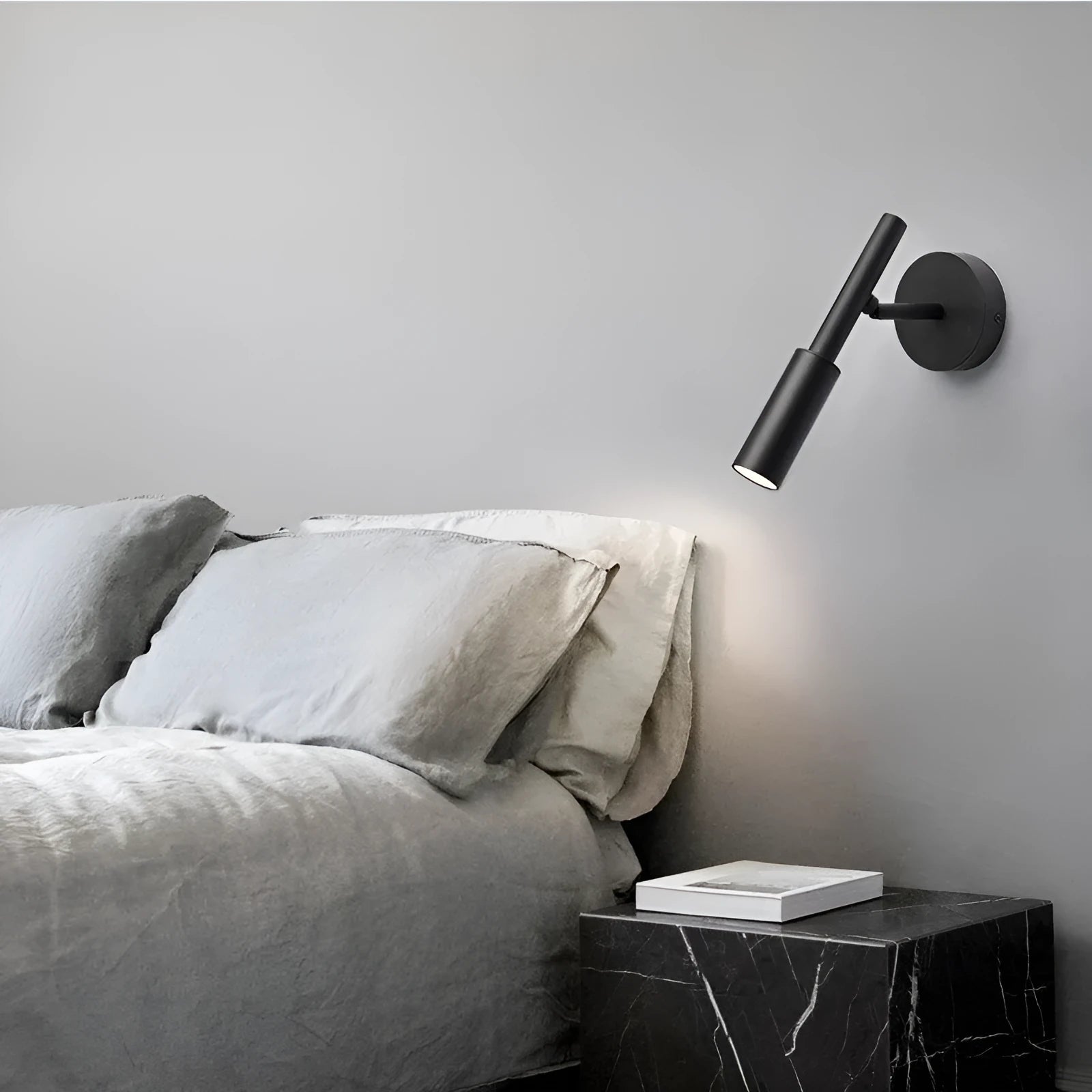 Modern wrought iron wall lamp with three colour lighting in black or white finish