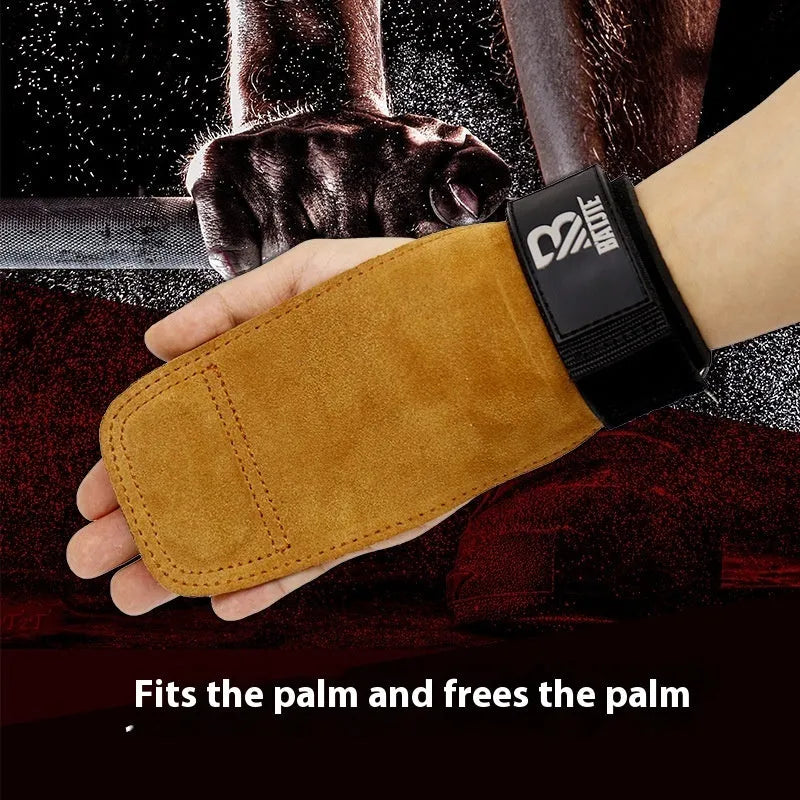 Brown fitness wrist protector bands for pull-ups and horizontal bar training