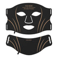 Black gold silicone LED red light facial beauty mask with headband and touch screen controls