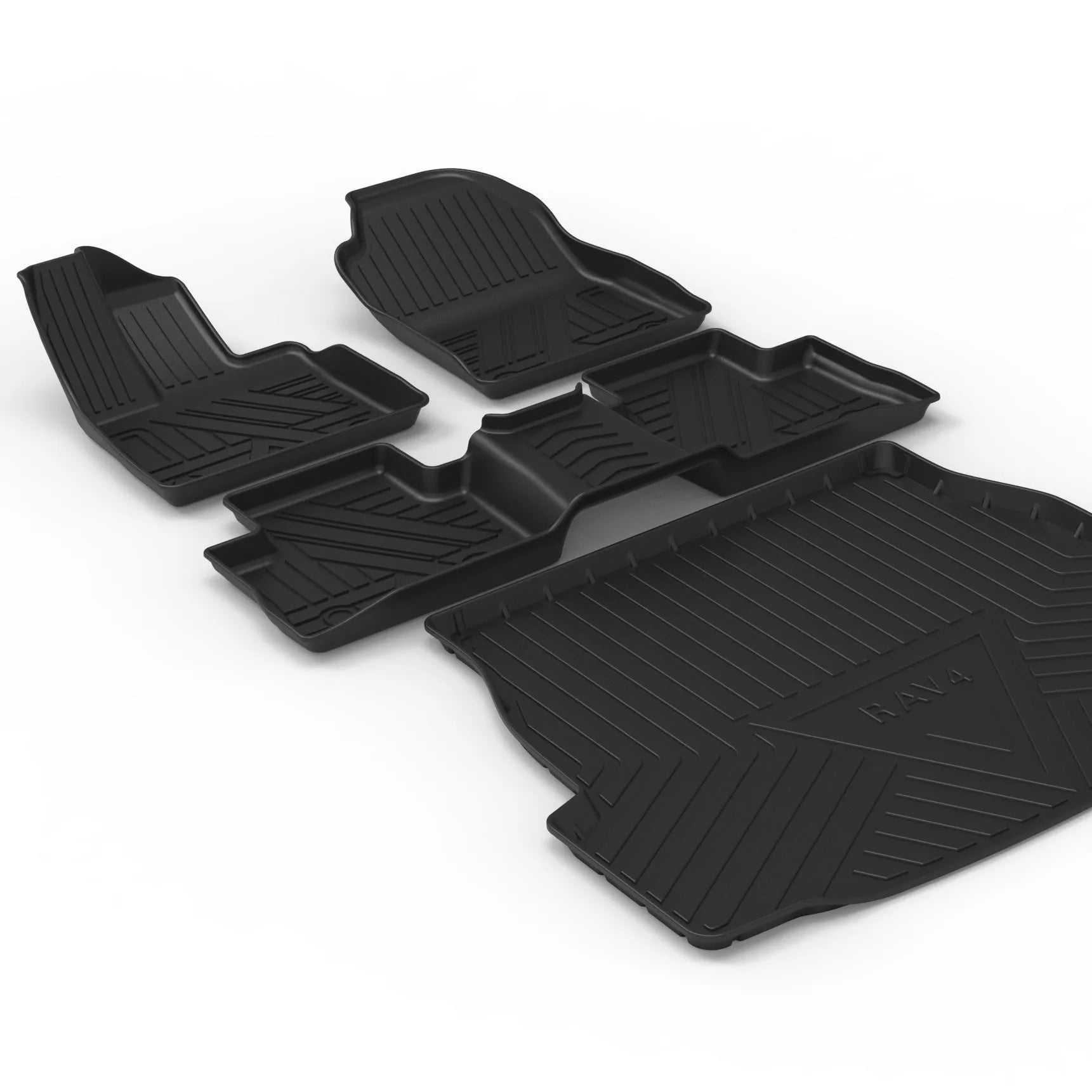Black carbon fibre pattern TPE car boot liner mat for trunk protection.