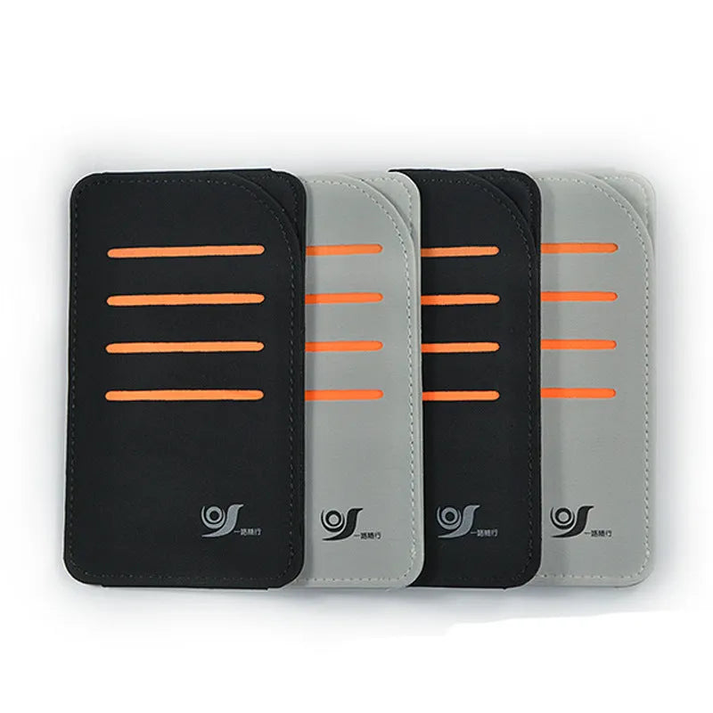 Set of four flexible car sun visor panels and a storage pouch for sun protection.