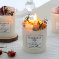 Dried flowers aromatherapy candle in jar, 330g net, shown with gift box option.