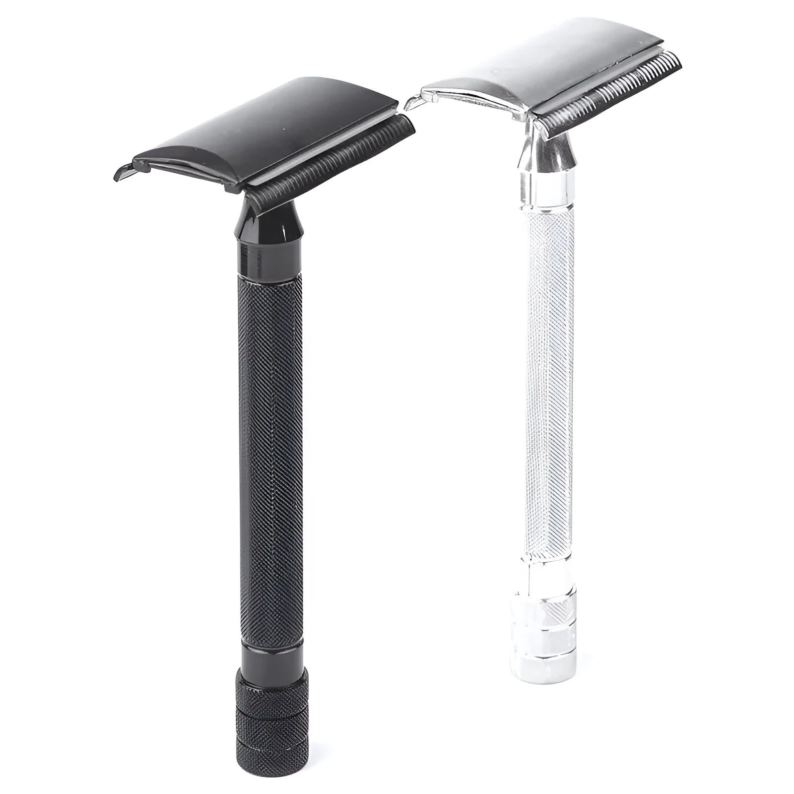 Traditional manual pogonotomy metal shaver and brush set for old-fashioned wet shaving