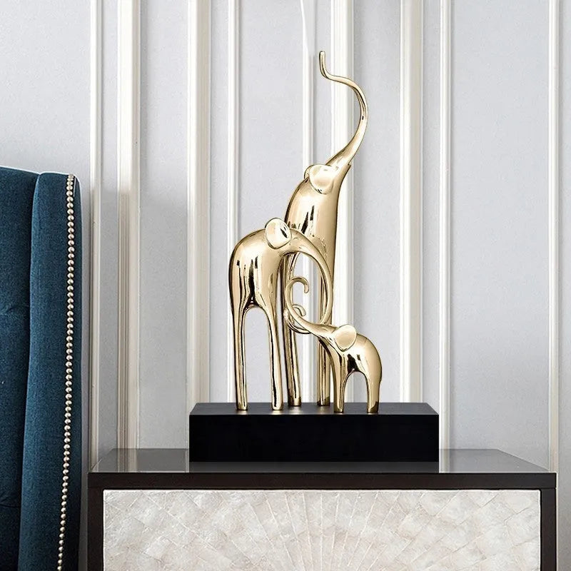 European style resin elephant decorative ornament in bright gold, rose gold, silver, or retro colour finish.