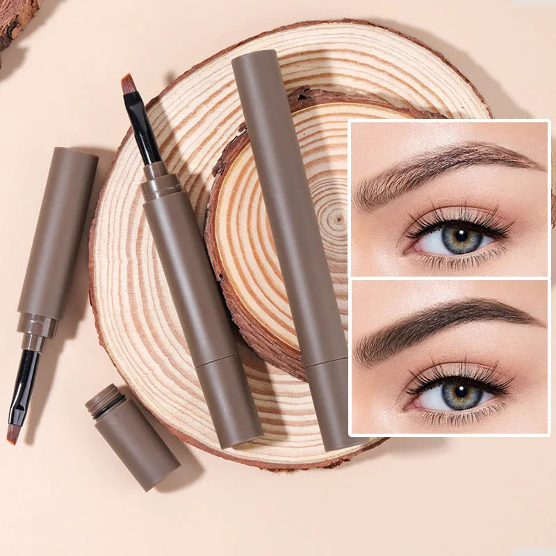 Dual-ended eyebrow cream for natural brow shaping and filling in five colour shades.