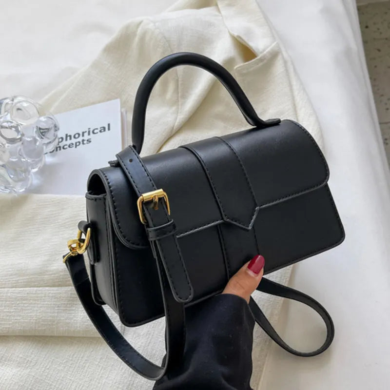 Women's beige PU leather messenger bag with sandwich pocket and file compartment