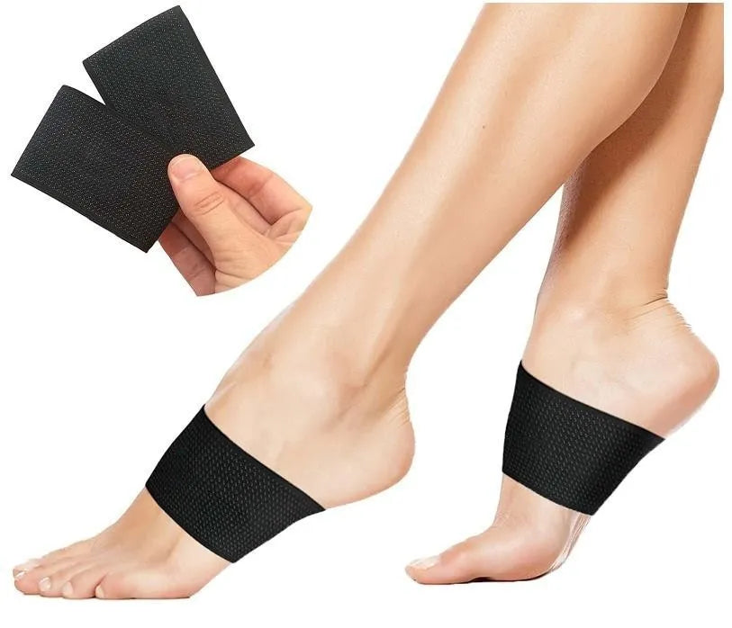 Elastic foot bandage with heart-shaped arch support pad for flat feet relief
