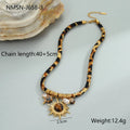 Leopard series stainless steel necklace with geometric pendant on adjustable 41-50cm chain for women