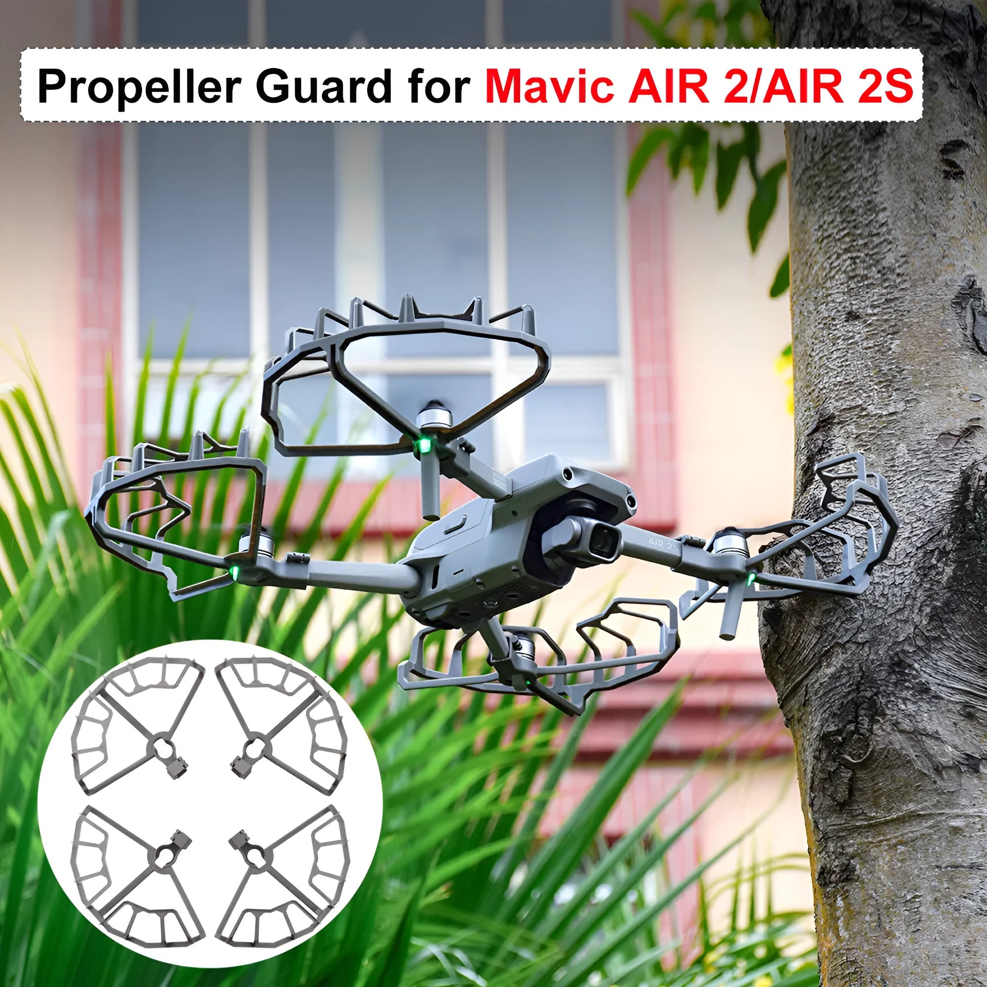 Grey ABS propeller protection ring for DJI Royal Air 2 and AIR 2S drones showing semi-enclosed blade guard design