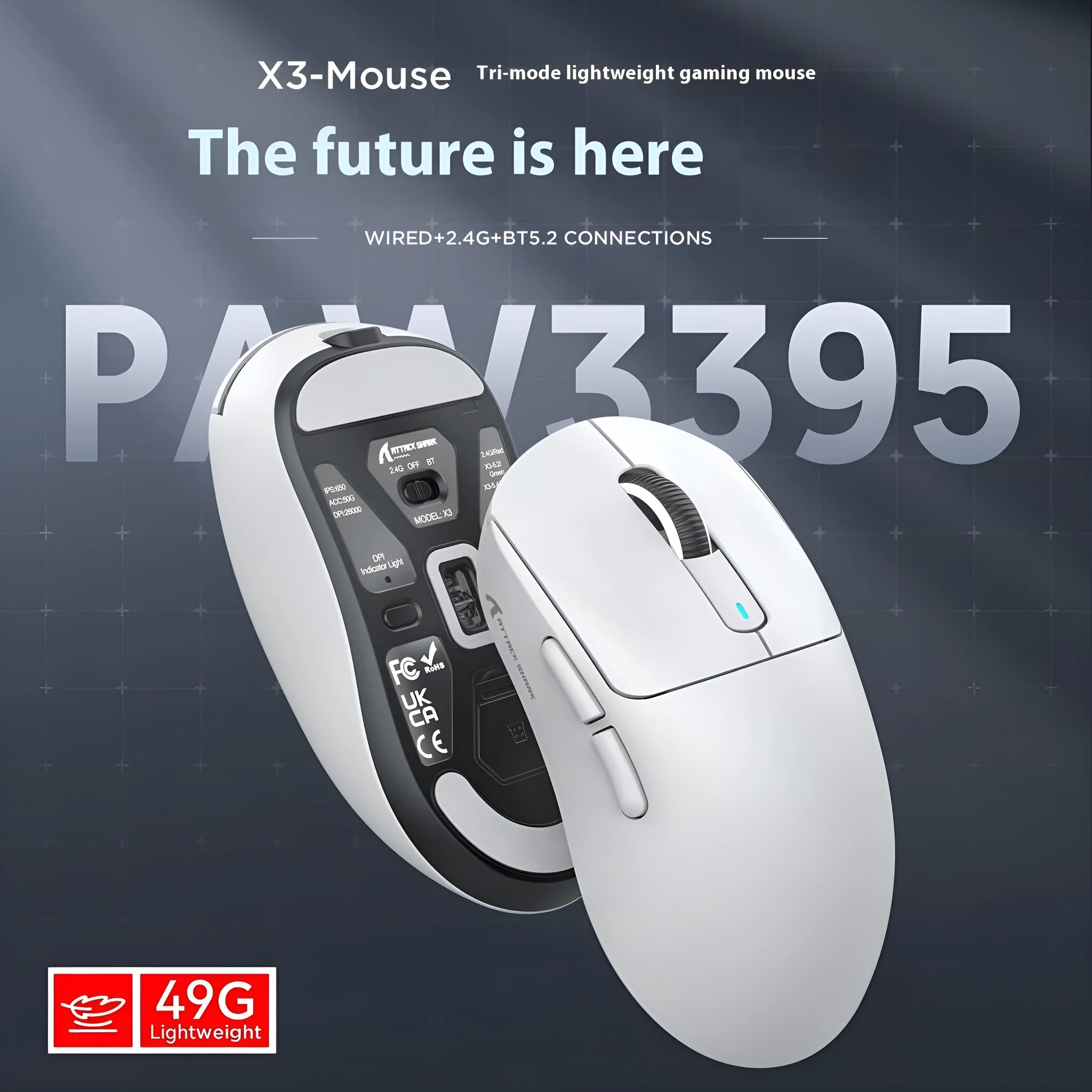 Rechargeable Bluetooth computer mouse with USB receiver and parachute charging cord in multiple colour options