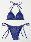 Women's split bandage bikini swimsuit in briefs style with colour options