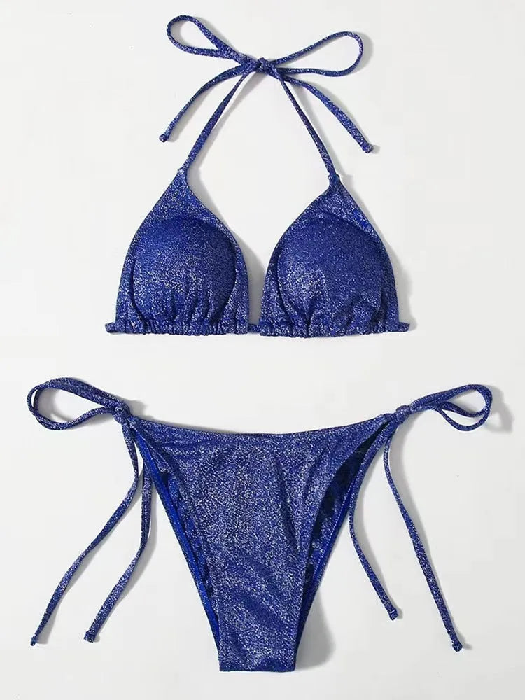 Women's split bandage bikini swimsuit in briefs style with colour options