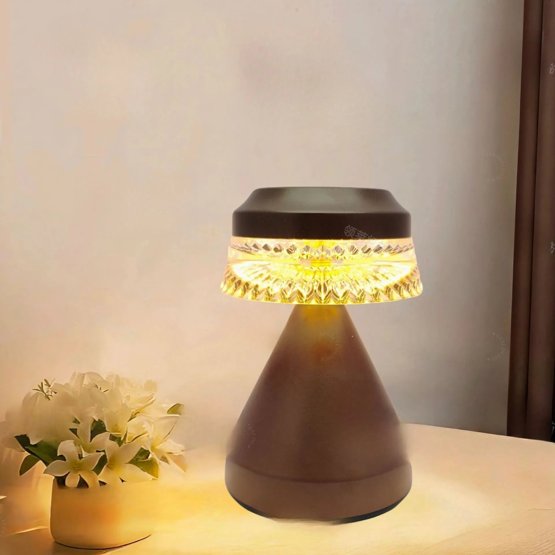 Creative bedroom LED charging night lamp in black, brown, or orange with USB cable