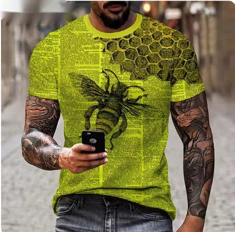 Men's black t-shirt with a large, textured 3D lion print on the front.