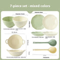Seven-piece solid colour ceramic tableware set with modern minimalist design