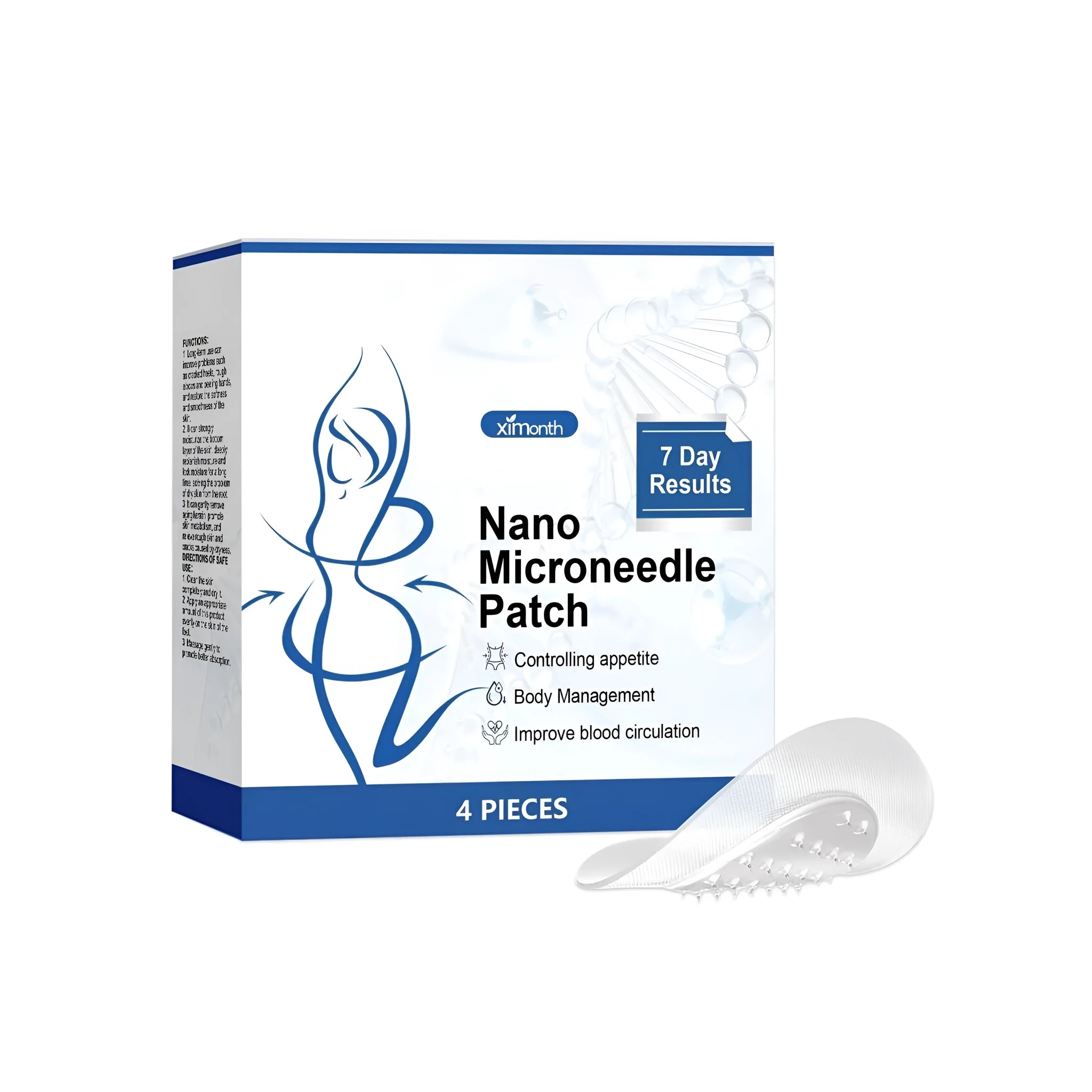 Four reusable body shaping nanoneedle patches with cinnamon oil, ginger, and mugwort root ingredients
