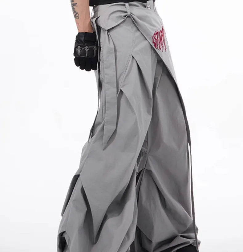 Boys black wide-leg trousers Korean style summer casual wear with solid pattern