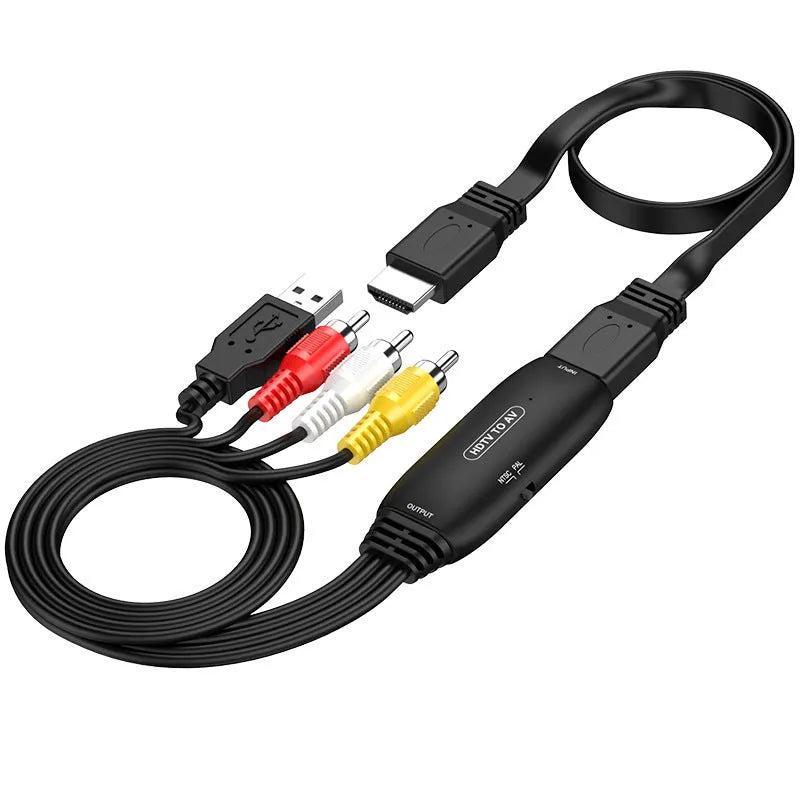 HDMI to AV converter adapter cable with 110cm length for monitor and projector connectivity