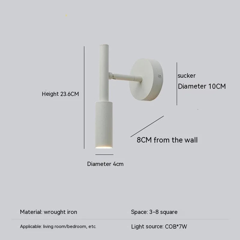 Modern wrought iron wall lamp with three colour lighting in black or white finish