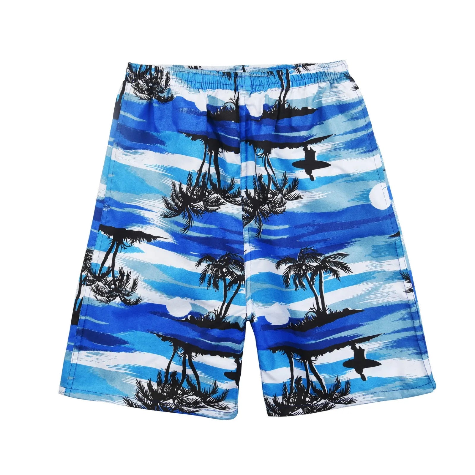 Men's floral print swimming trunks in polyester fabric with five-point cut