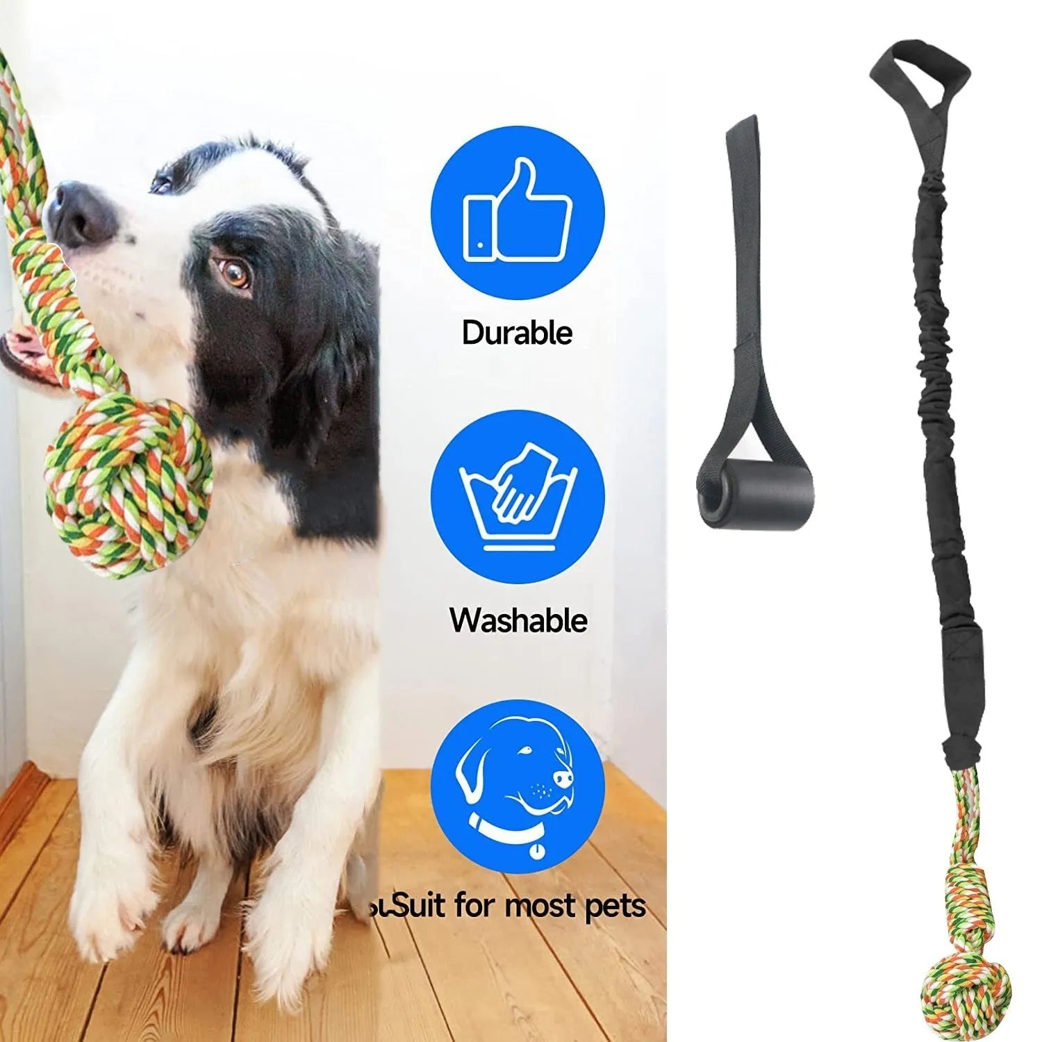 Cotton thread dog tug-of-war rope toy shown in red colour on a plain background.