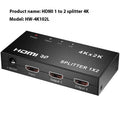 HDMI splitter device with one input and two output ports supporting 4K resolution