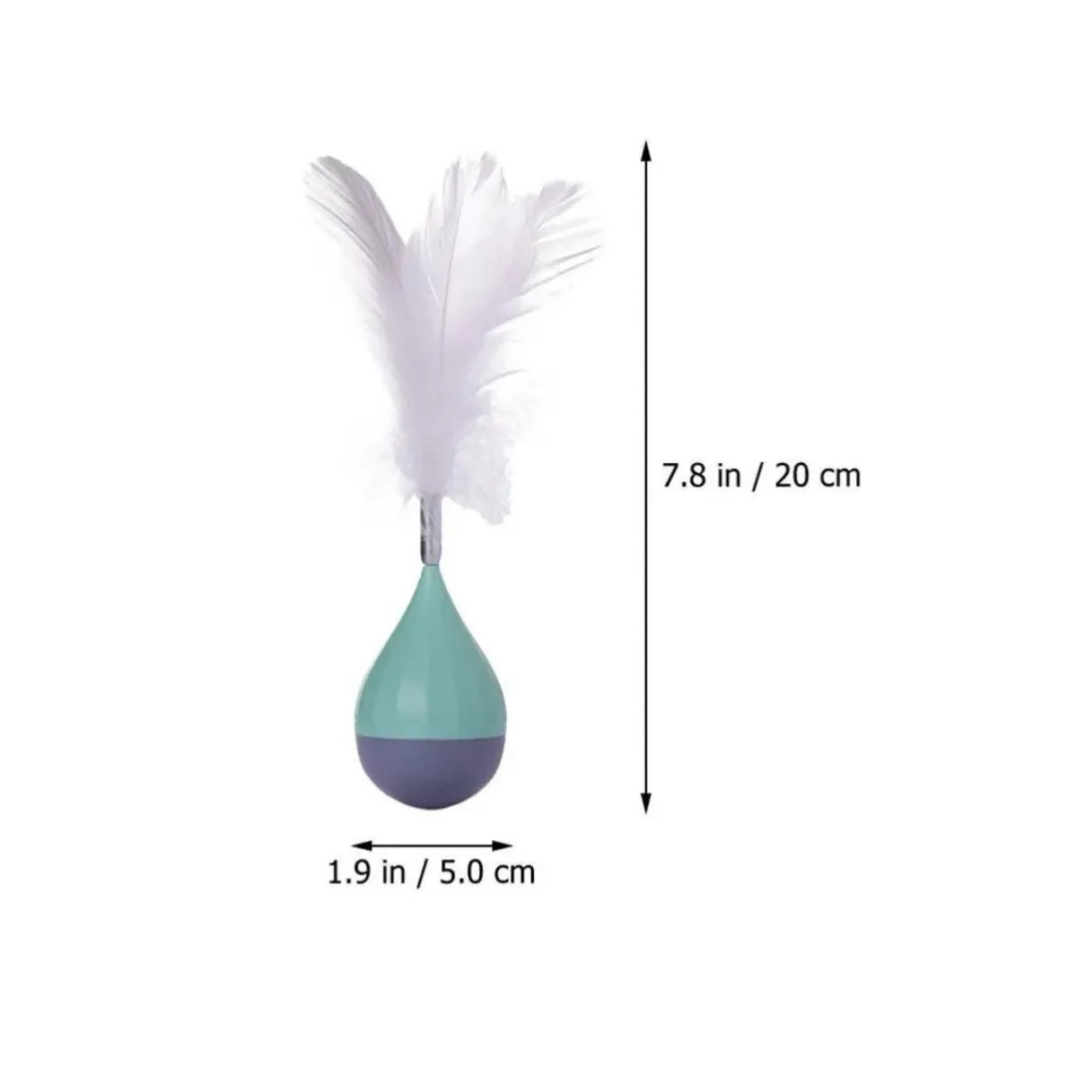 Feather tumbler cat toy with ABS stick and goose feather attachment in green colour