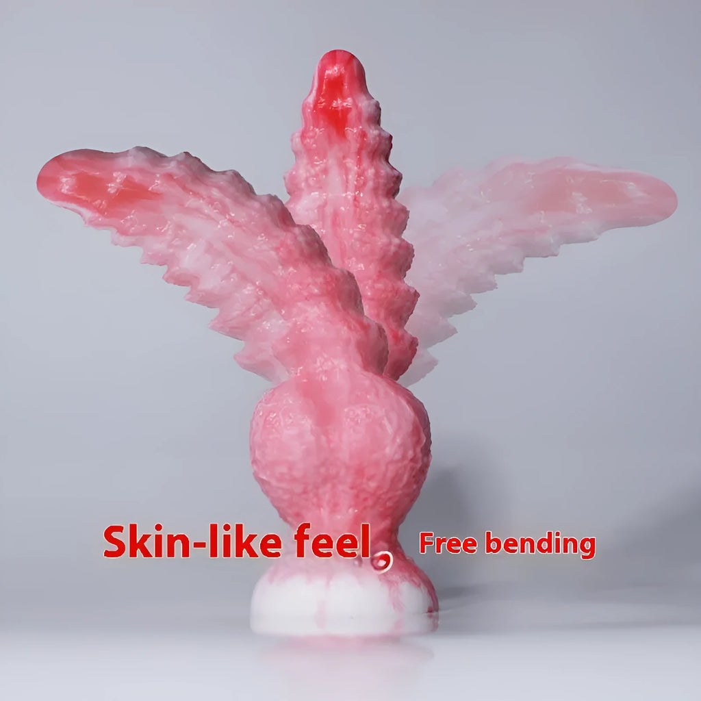 Pink platinum silicone women's masturbation device with shaped penis design in two sizes