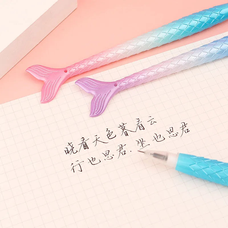 Cartoon mermaid design gel pen with a 0.38mm fine needle tip on a plastic body.