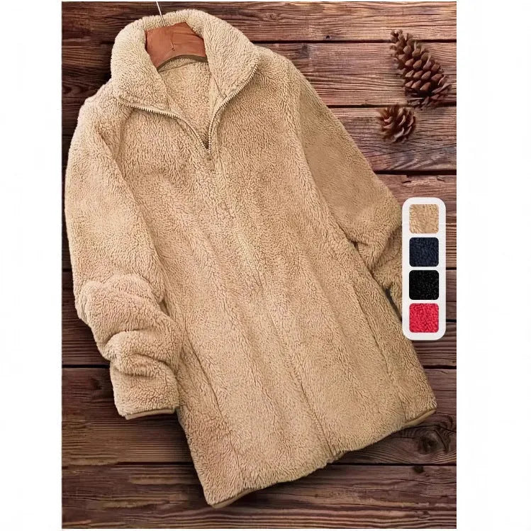 Double-sided fleece-lined jacket in black, navy blue, or khaki colour