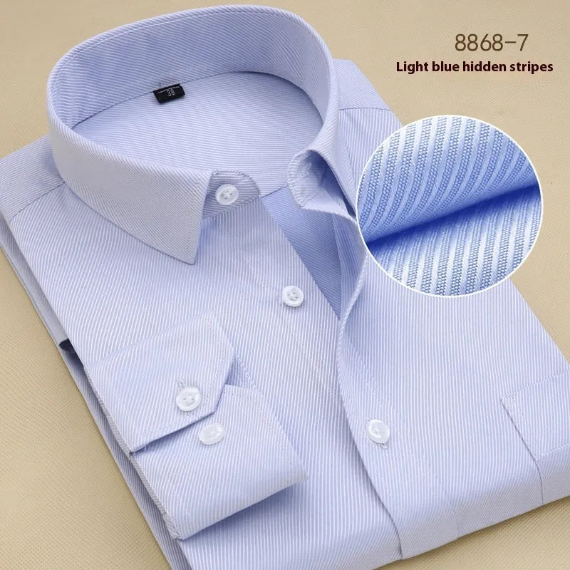 Men's black slim fit cotton business shirt with long sleeves for office wear