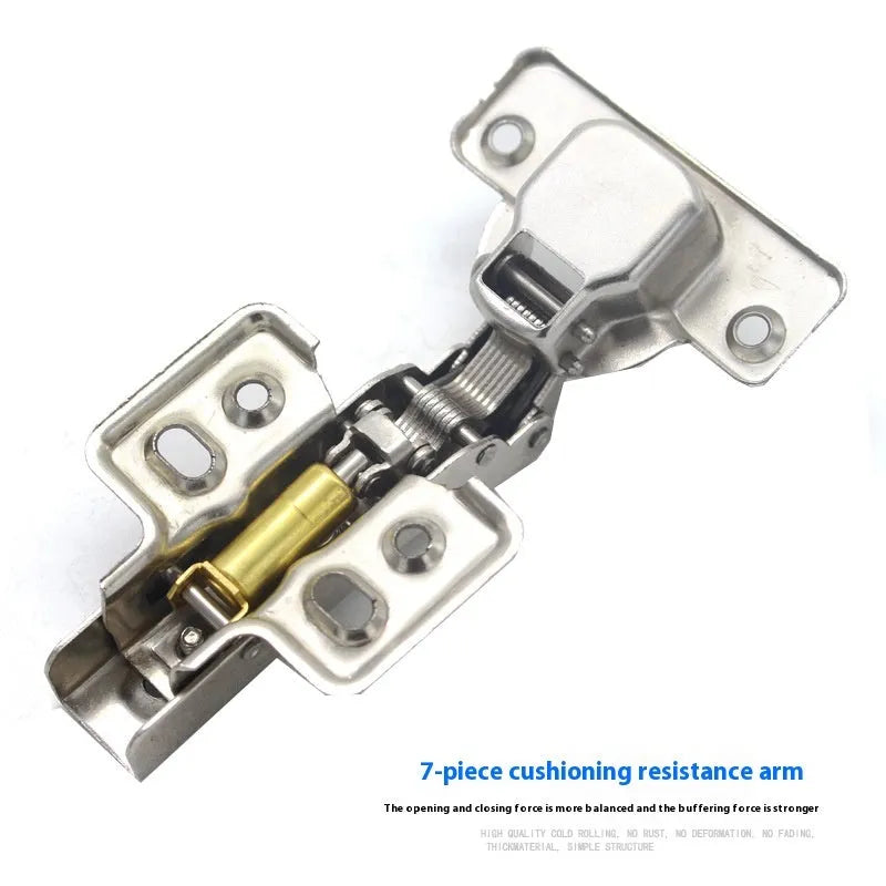 Nickel-plated hydraulic cabinet hinge with cold rolled steel construction and damping cushion mechanism