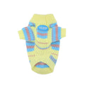Blue and yellow striped wool dog jumper sweater for small breed pets.