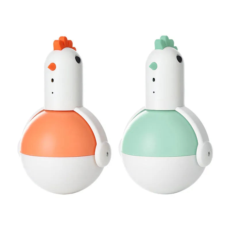 Green and orange electric cat toy chicken with laser sound and infrared sensor features