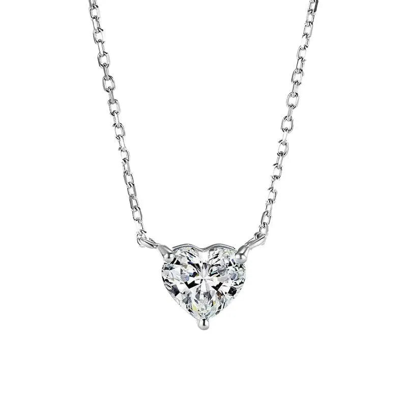 Women's silver necklace with heart-shaped pendant on simple chain